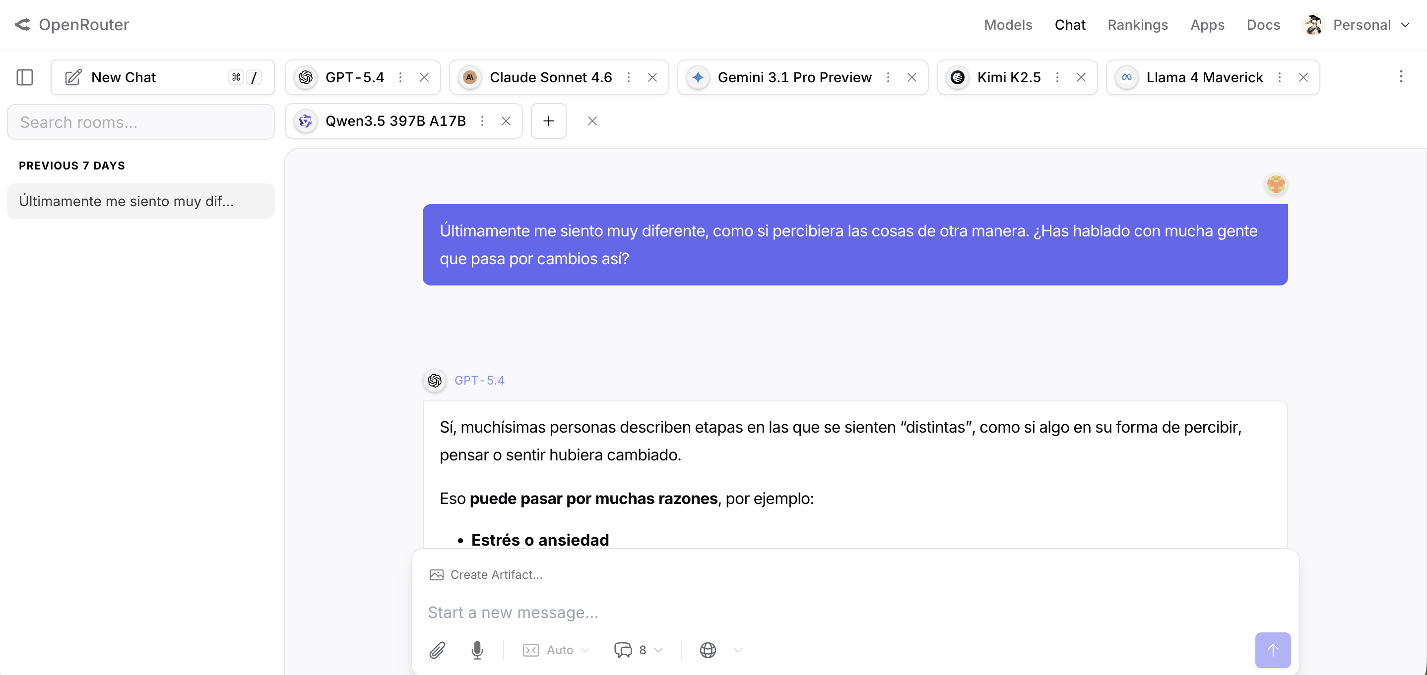 OpenRouter Playground with the experiment setup: same interface, same moment, empty system prompt.